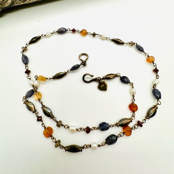 Vintage Silver Multi Precious Stone Necklace - Picture 10 of 17